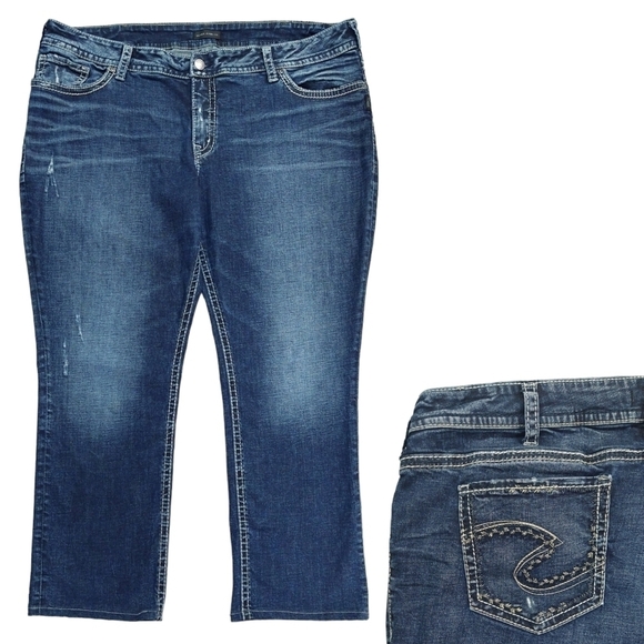 Silver Jeans Suki Straight Jeans Thick Stitch Embroidered Back Pockets HEMMED - Picture 1 of 11